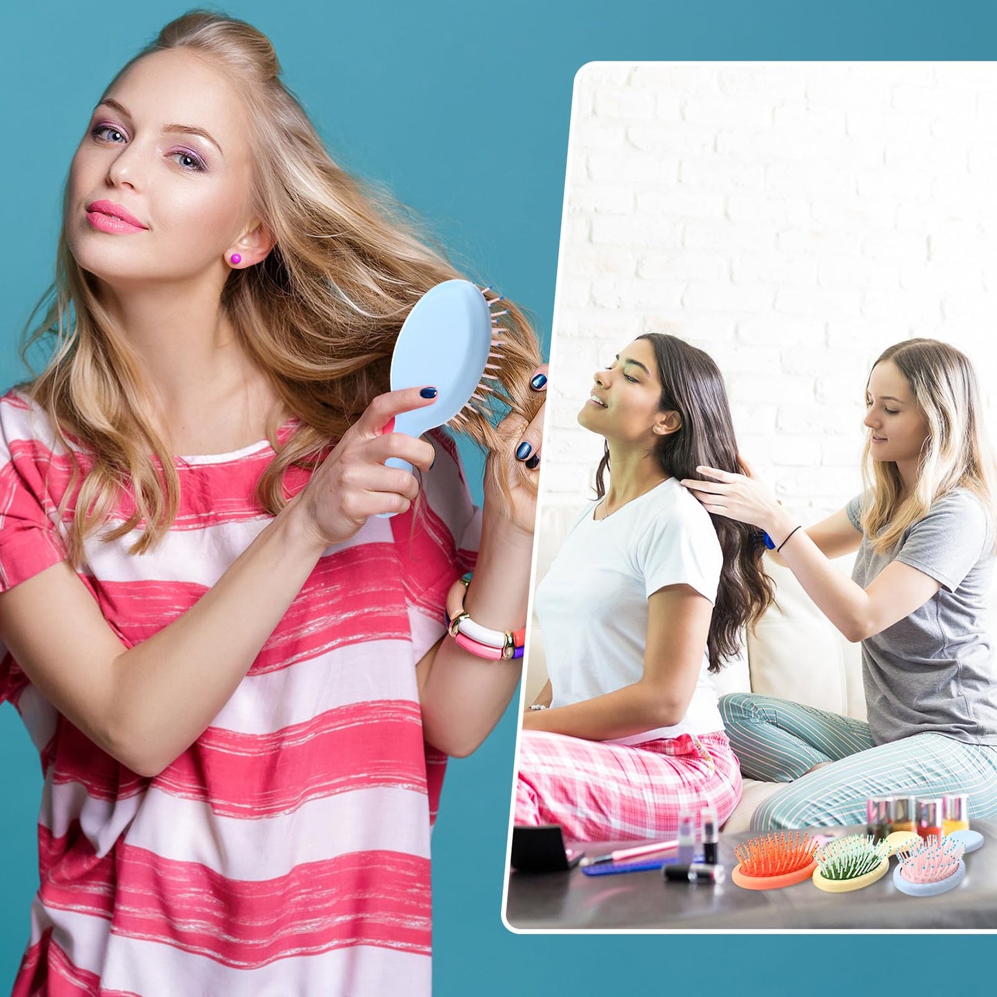 Zopeal 28 Pcs Kids Gifts Wet Hair Mini Brush Travel Hygiene Supplies Bulk Girl Back to School Small Pocket Summer Camp Hairbrush Detangler Soft Bristle Bridesmaid Party Favor(14 Colors)