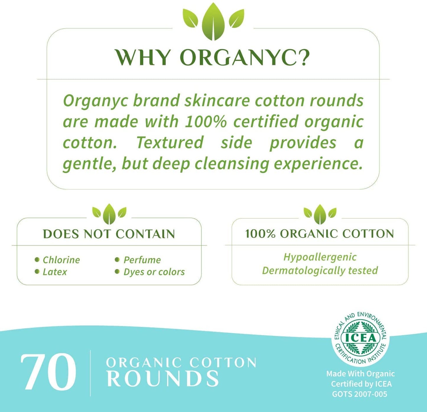 Organyc - 100% Certified Organic Cotton Rounds - Biodegradable Cotton, Chemical Free, for Sensitive Skin (420 Count) - Daily Cosmetics. Beauty and Personal Care