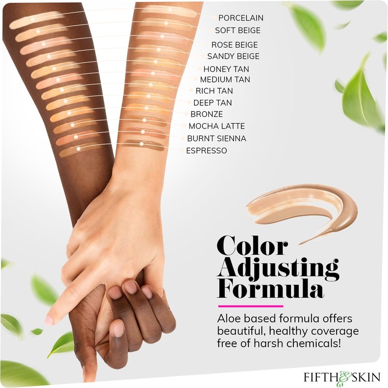 Fifth & Skin: Better’n Ur Skin Liquid Foundation (SOFT BEIGE) - Natural, Organic, Vegan, Cruelty-Free - Gluten-Free Beauty with Buildable Coverage and Palm-Free Luxury - 1 oz