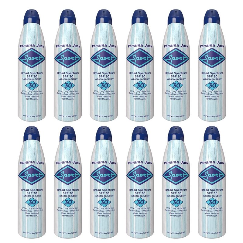 Panama Jack Sport Sunscreen Spray - SPF 30, Broad Spectrum UVA/UVB Protection, PABA, Paraben, Gluten & Cruelty Free, Water Resistant (80 Minutes), 5.5 OZ (Pack of 2)