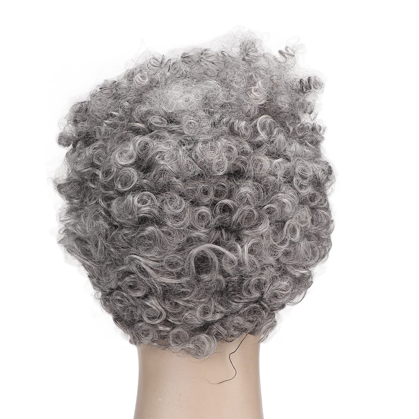 YUYTE Short Curly Afro Wig for Women, Synthetic Grey and with Bangs, Looking Short Hairstyle for Ladies