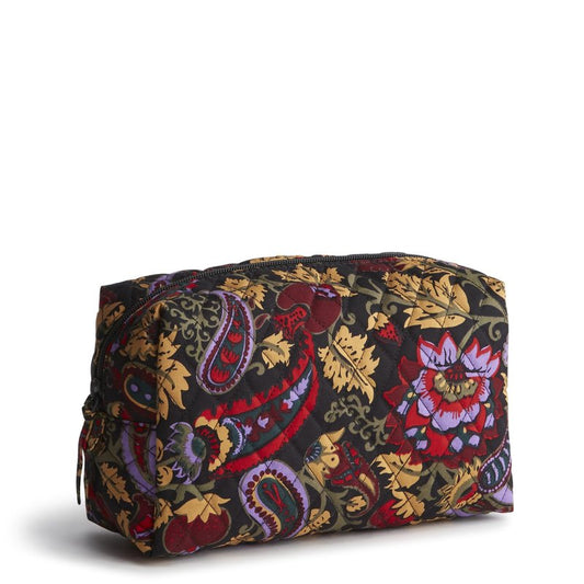 Vera Bradley Women's Premium Cotton Large Cosmetic, Midnight Garden Paisley, One Size
