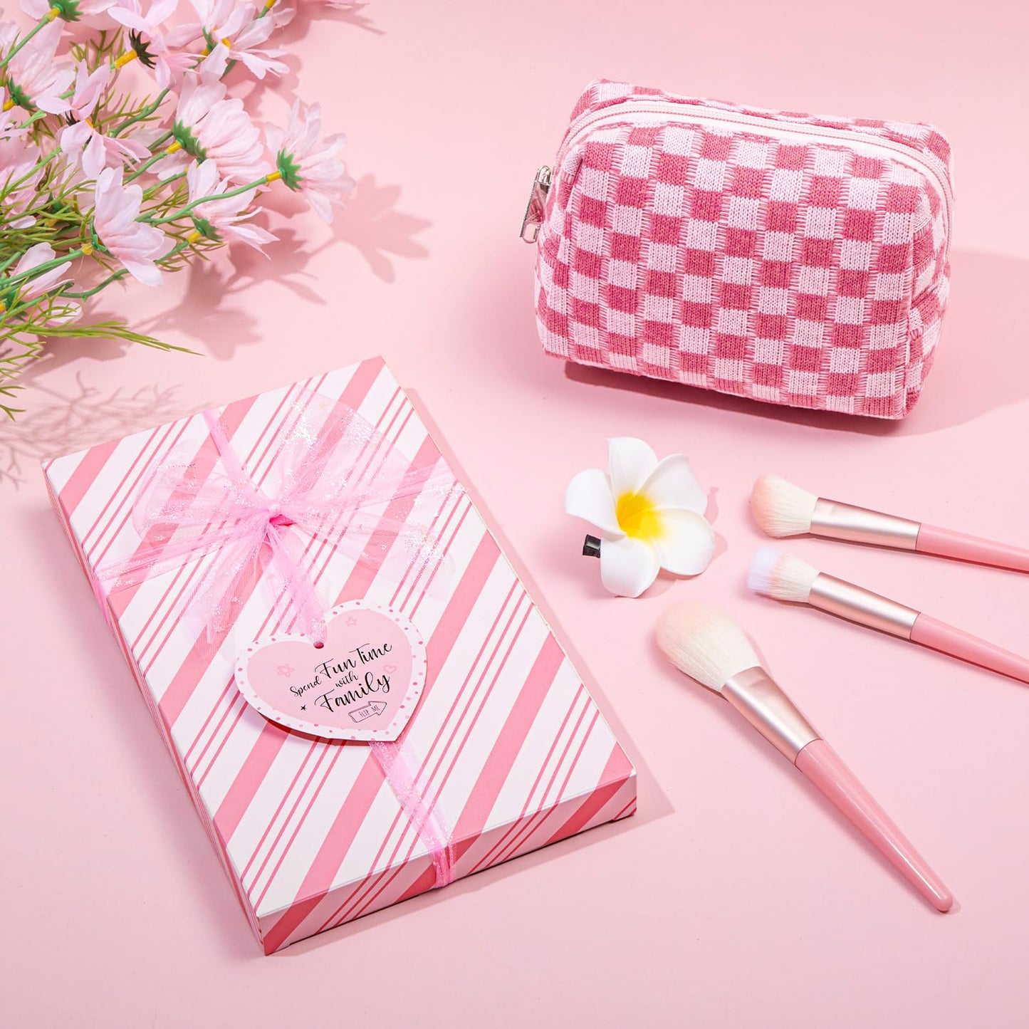 Joyliss Easter Gifts for Tween & Teen Girls, 11PCS Birthday Gifts Basket Teen Girls Gifts Trendy Stuff with Empowering Challenges & Makeup Brushes & Bag, Positive Wrapped Gift Box for Daughter Niece
