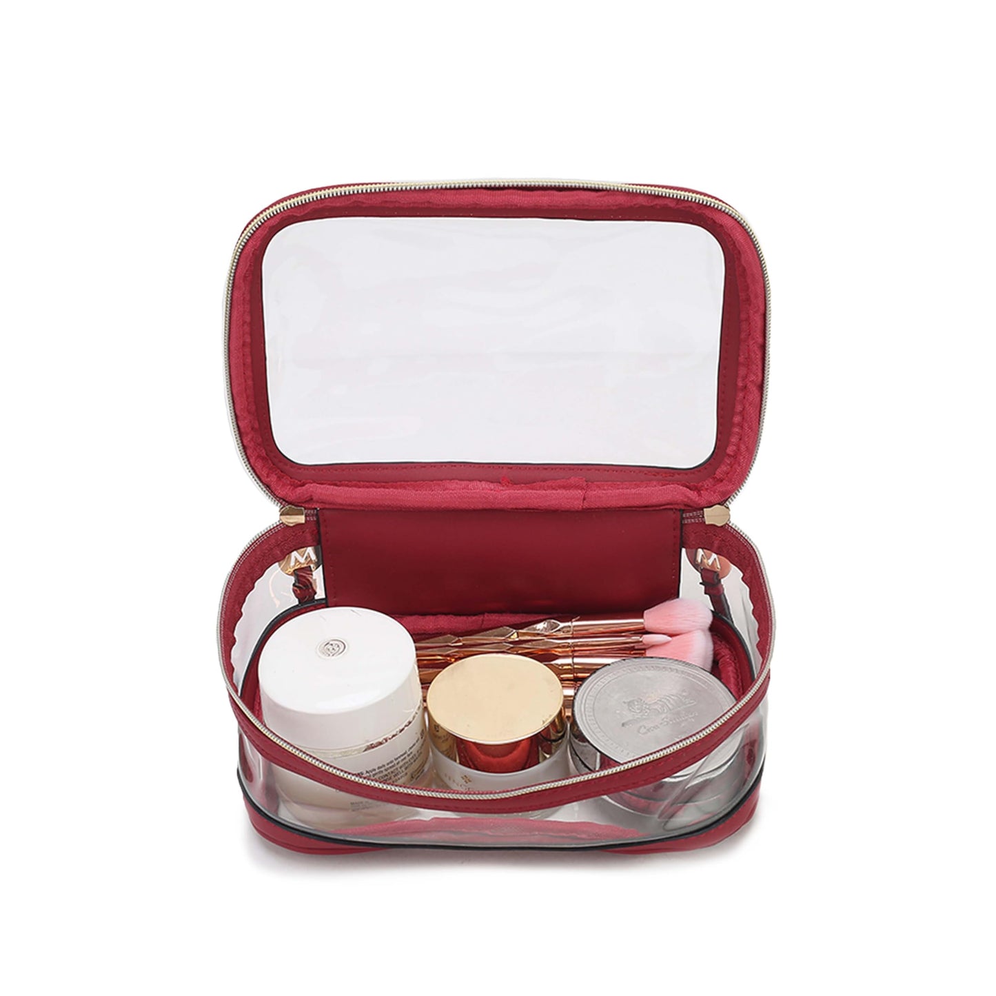 MKF Collection 3PCS Stylish Cosmetic Bag Portable Makeup Travel Organizer Case With 7 Makeup Brushes by Mia K