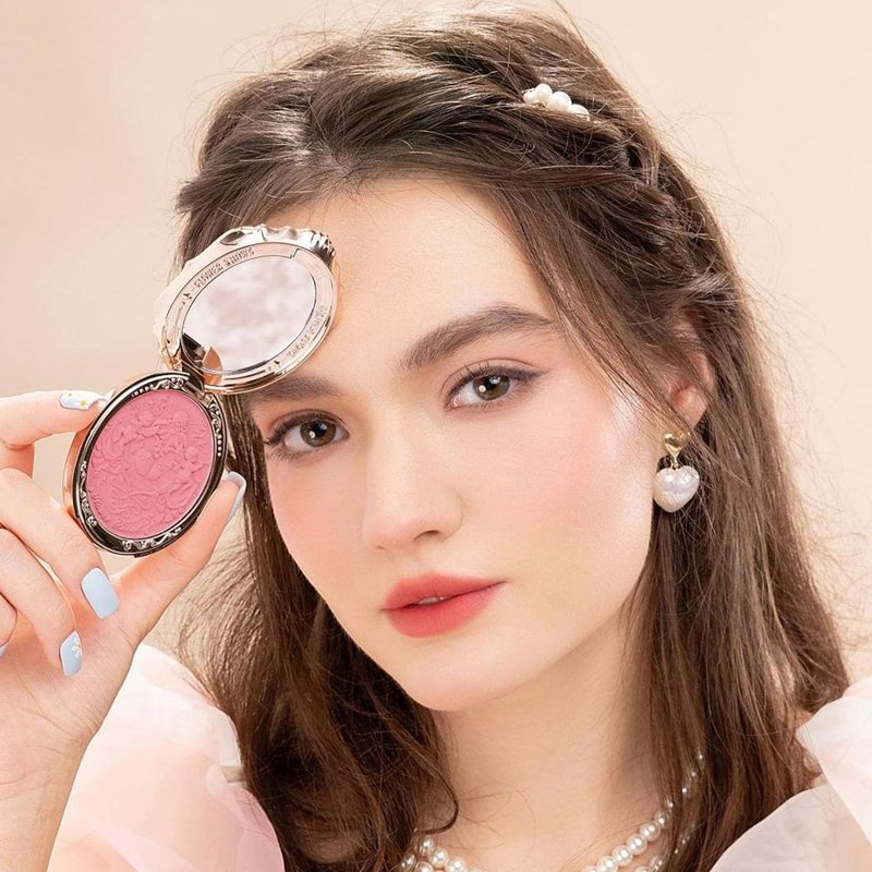 Flower Knows Strawberry Rococo Embossed Blush,Berry Pink Matte Powder Blush for Cheeks,Buildable & Blendable Face Makeup,Soft Long-Lasting Cute Make Up for Women & Girls,0.17 Oz(05 Berry Mary)