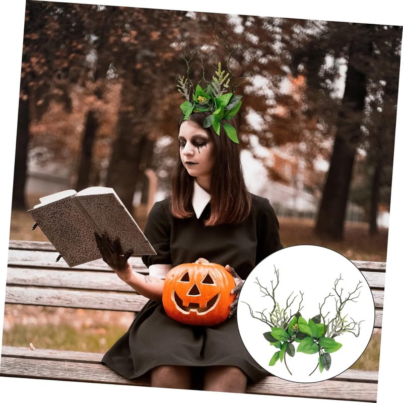Floral Branch Leaves Headband - Women's Goth Hair Accessory | Festival Deer Antlers Decor