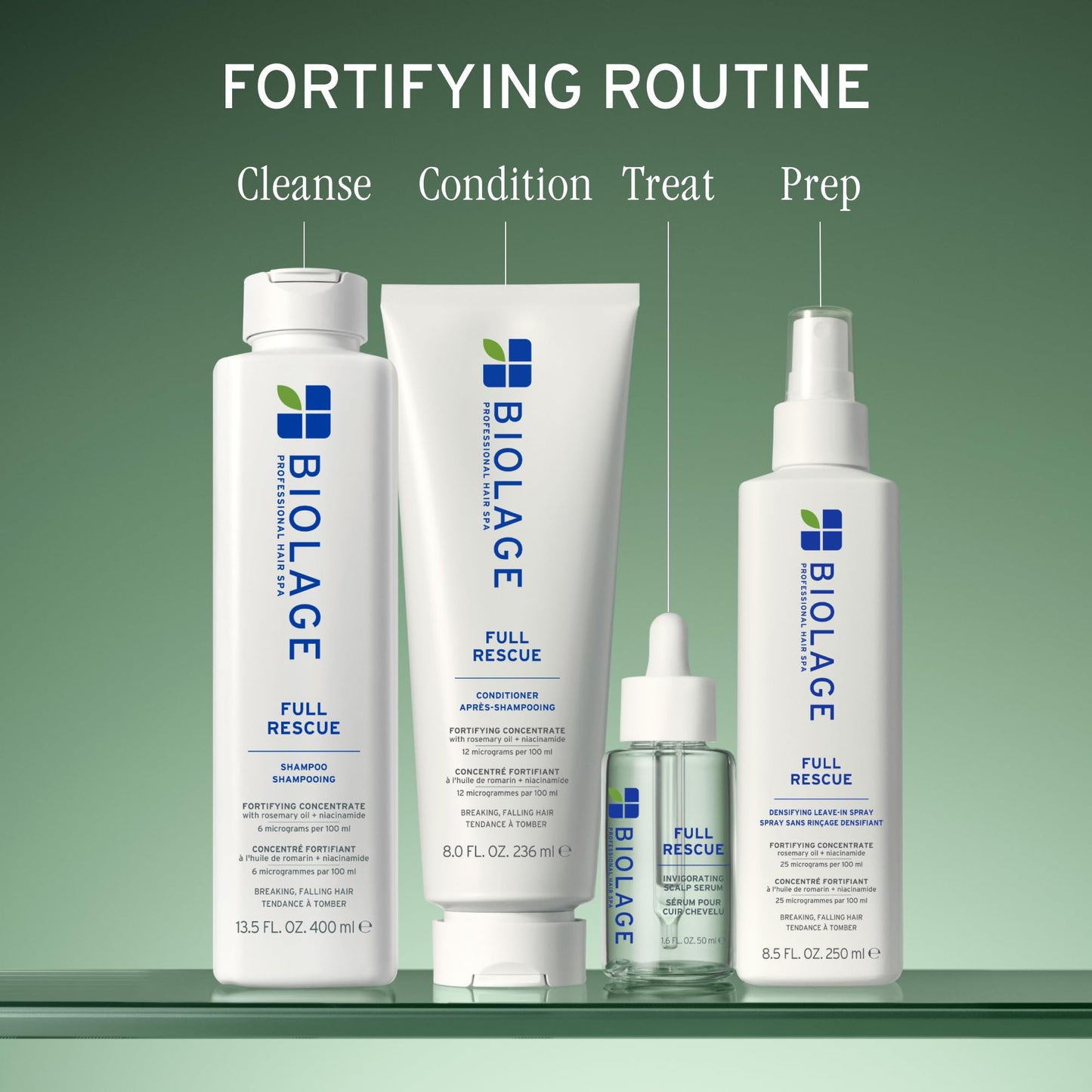 Biolage Full Rescue Conditioner - Fortifies & Strengthens for Stronger Hair, Longer Lengths in 4 weeks*, Instantly Fuller-Looking Hair, Rosemary Oil & Niacinamide, Vegan & Cruelty-Free, 7.9 Fl Oz