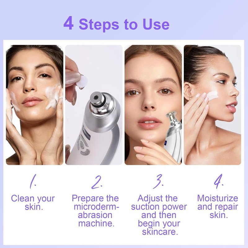 Microdermabrasion Machine - Portable Facial Skin Care Tool | Blackhead Remover Kit for Home Use