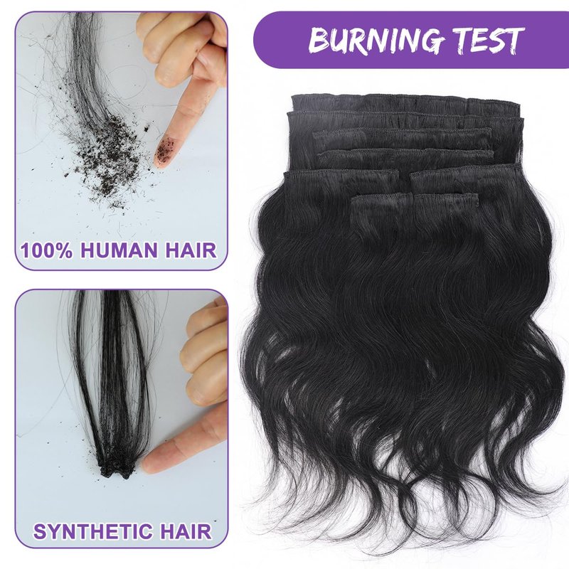 Body Wave Clip in Hair Extensions Real Human Hair 8Pcs 110g/3.9oz 14 Inch Body Wave Clip ins Brazilian Remy Human Hair Extensions for Women Per Set with 20 Clips Double Weft Natural Black