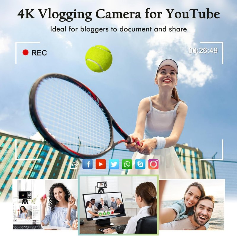 4K Digital Camera for Photography - 48MP Autofocus Vlogging Camera with Flash & 16X Zoom | Anti-Shake Feature for Teens & Adults