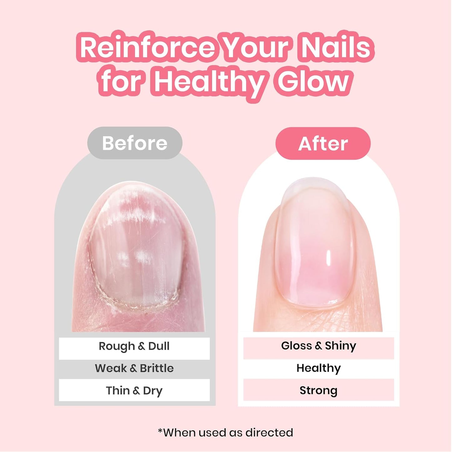 Beetles Nail Strengthener - Air Dry Pink Neutral Nail Polish for Thin Nails | Growth Treatment