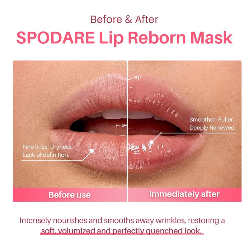 SPODARE Sleeping Lip Mask Strawberry - Overnight Lip Treatment, Lip Care Hydration, Repair for Dry Cracked Lips, Vitamin C, Soft and Nourished Lips Overnight, Christmas, with Shea Butter - 12g