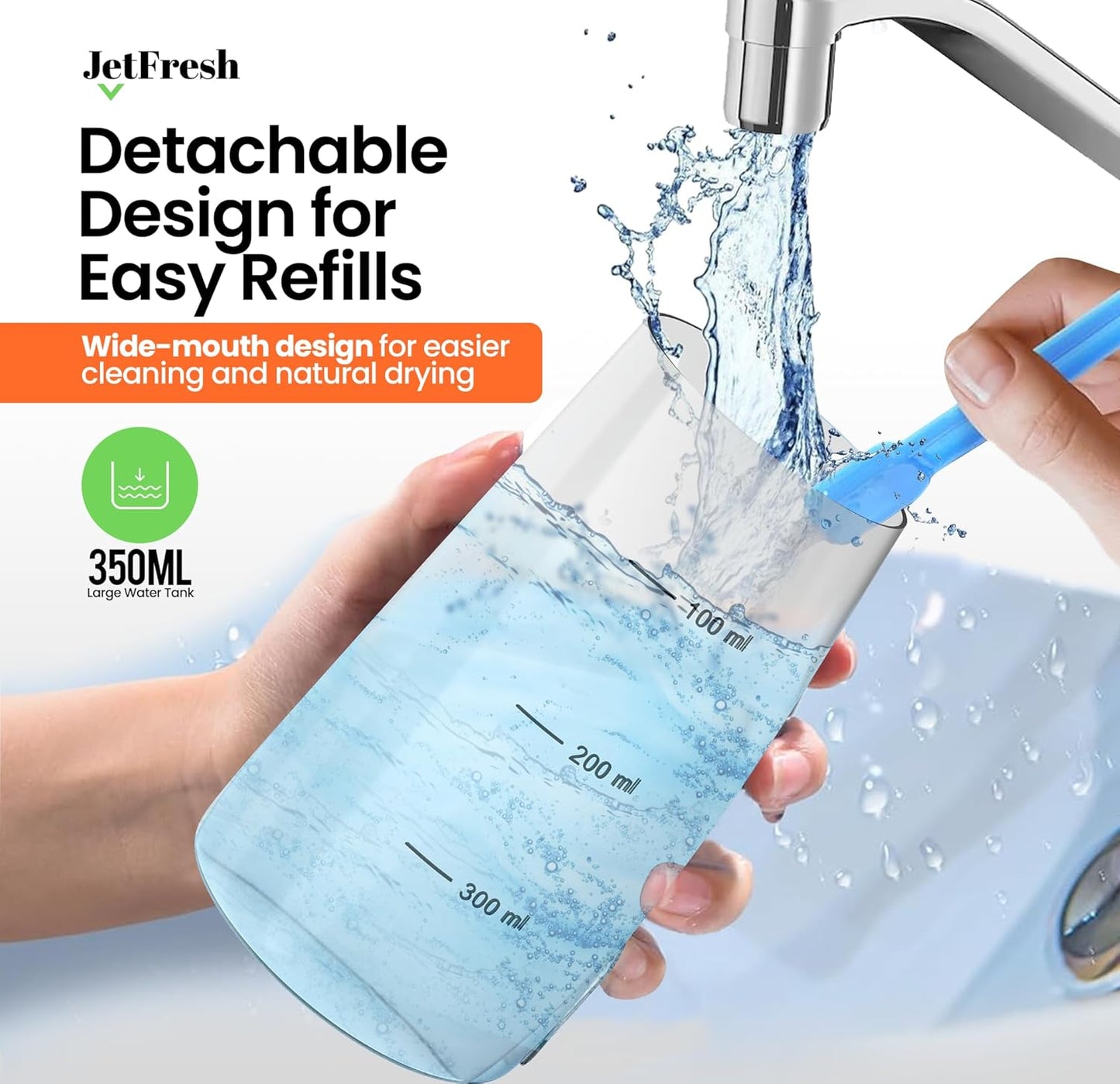 Cordless Water Flosser - Rechargeable Dental Oral Irrigator with 2 Modes & 350ML Tank | Portable for Home & Travel