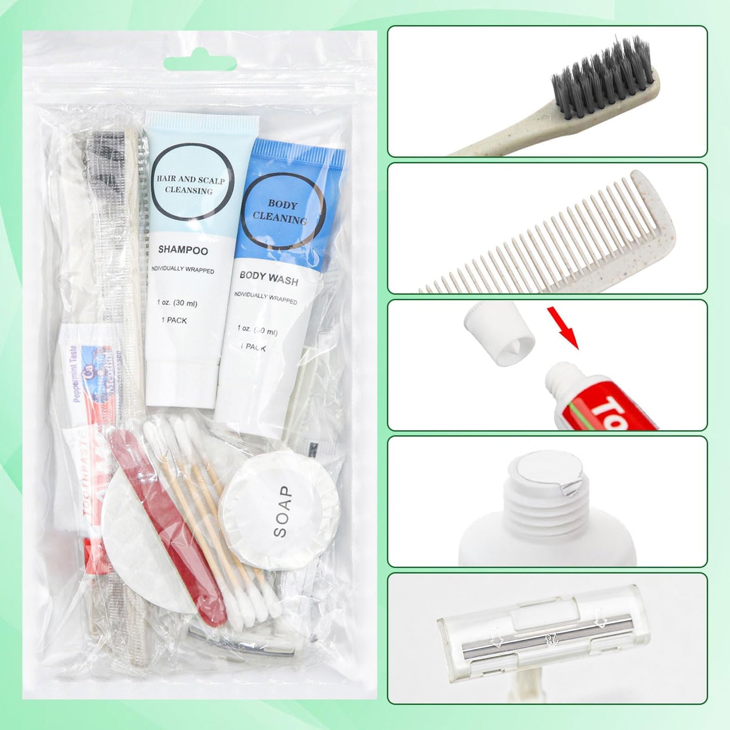 Toiletry Kits Homeless Personal Hygiene Care Package Kits Supplies In Bulk, Disposable Travel Size Essential Women Men Toiletries Set for Hotel, Charity, Camping, Travel (20 Pack)