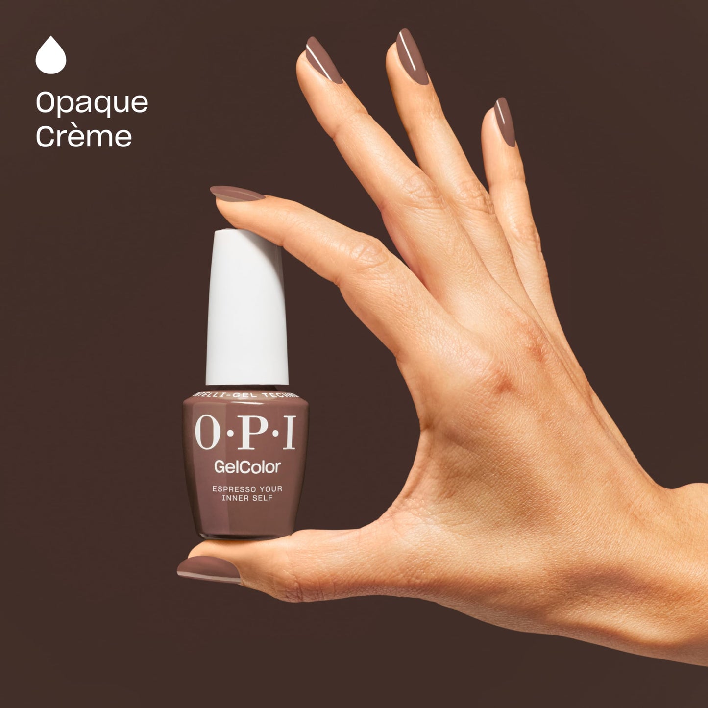 OPI GelColor Espresso Your Inner Self | Opaque Deep Warm Brown Crème LED Cure Gel Nail Polish | Salon-Quality Shine, Long-Lasting Wear | Vegan & HEMA Free | 0.5 Fl Oz