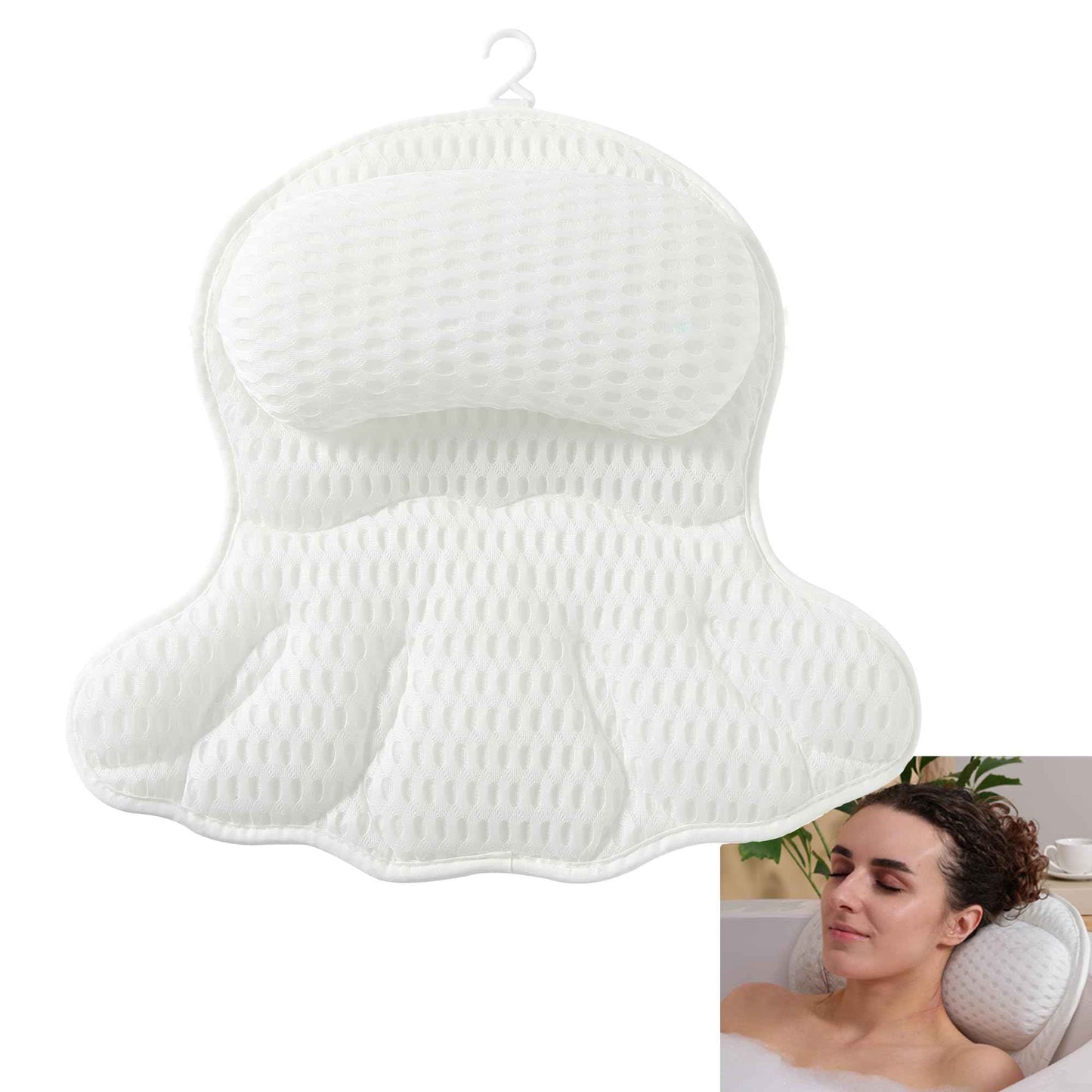 Bath Pillow Bathtub Pillow for Neck Back Support 4D Bath Tub Pillow with 6 Strong Suction Perfect Bath Gift for Women