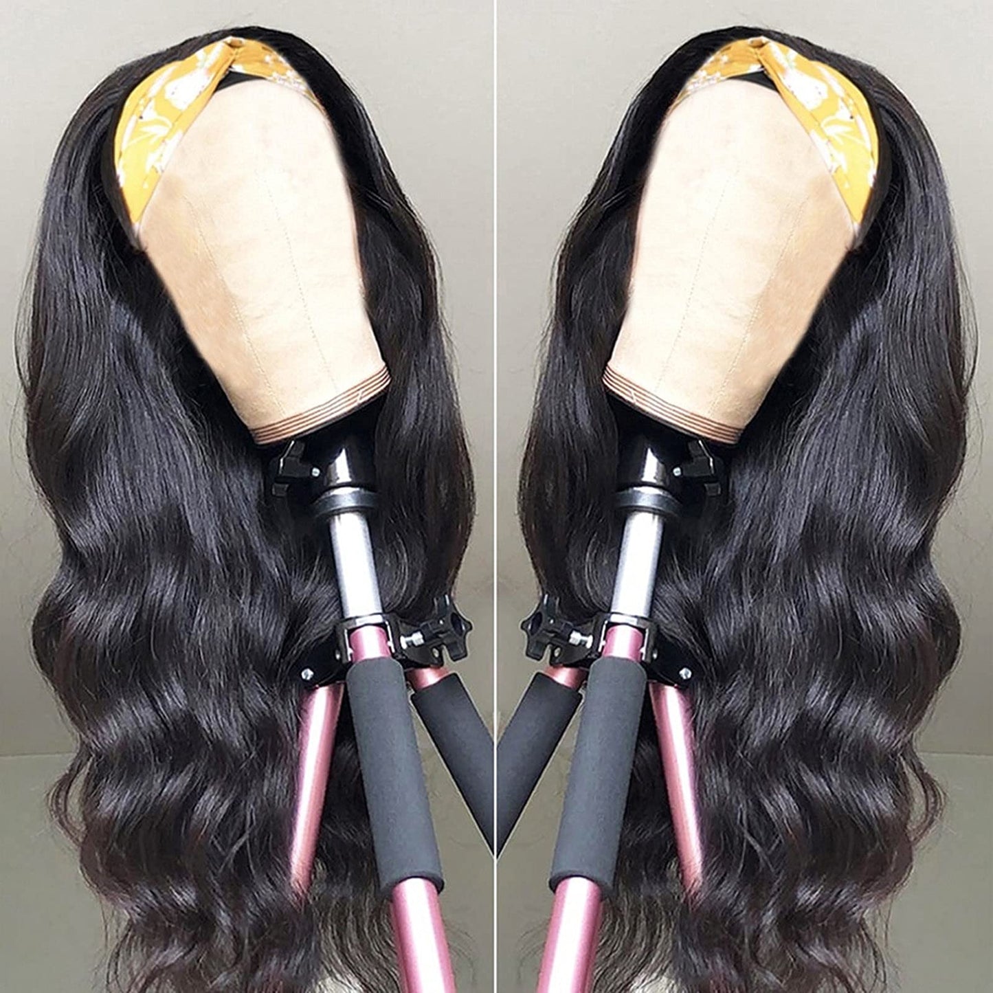 catti Headband Wig Human Hair Body Wave Headband Wigs for Black Women Brazilian Virgin Hair Glueless None Lace Front Half Wigs Human Hair Wear and Go Headband Wigs 180 density (18" Headband wigs)