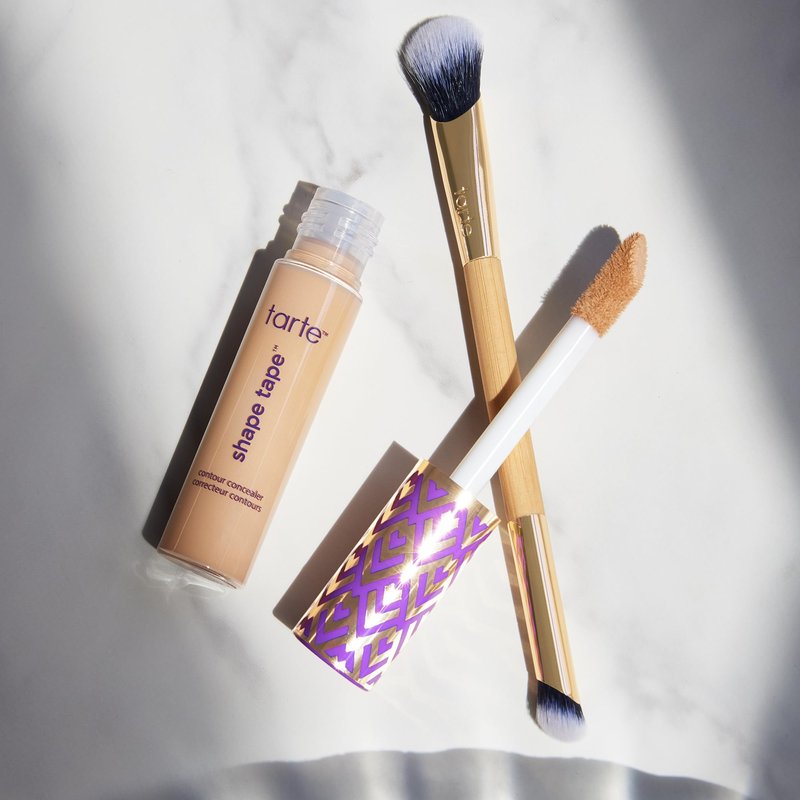 tarte shape tape concealer & brush – Instant Full Coverage for Under Eye, Dark Circles, Redness & Discoloration, Dermatologist-Tested, Vegan, Cruelty-Free, full size, 29N light-medium