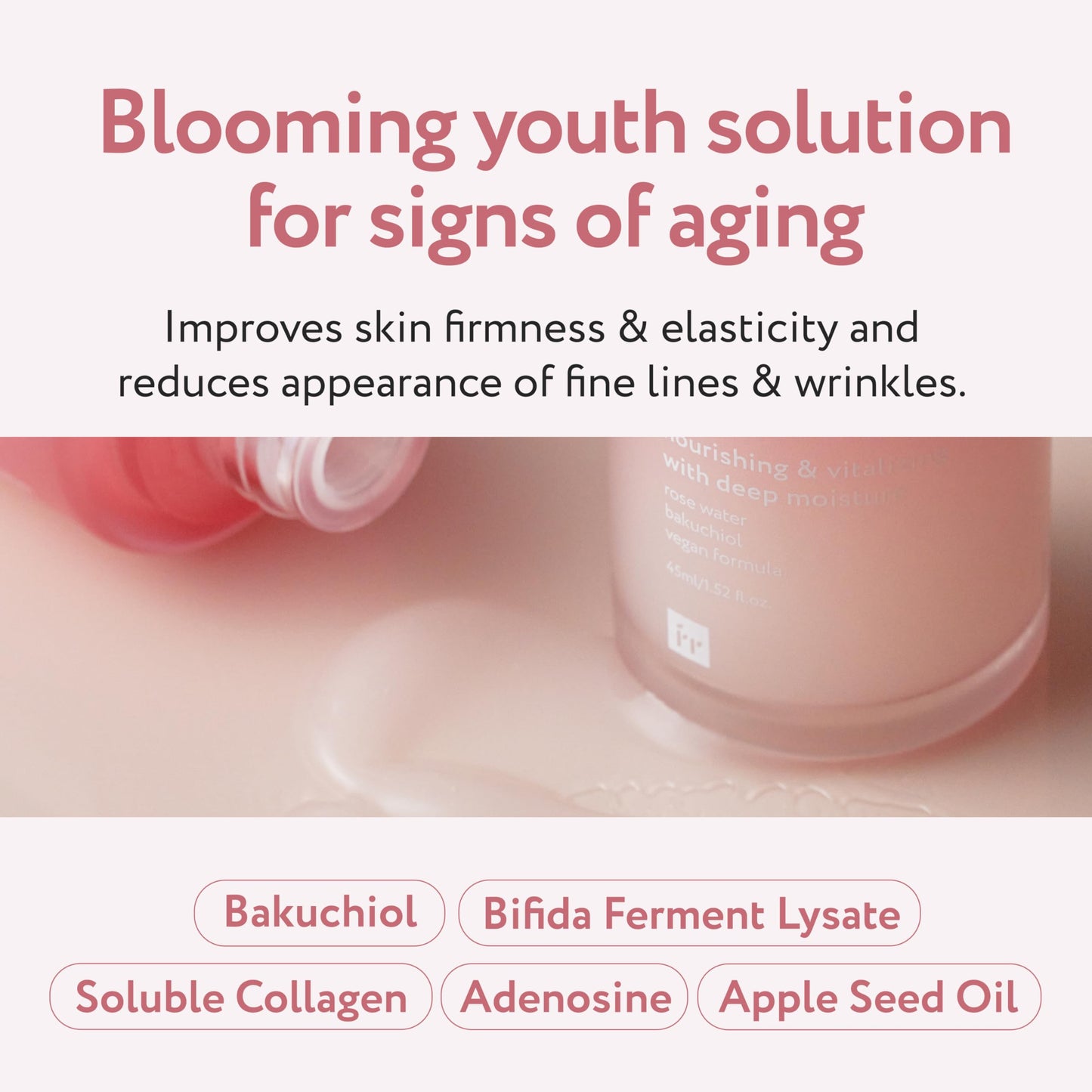Face Republic Blooming Forever Rosé Serum 45ml 1.52 fl oz | Damask Rose, Bakuchiol | Revitalizing & Rejuvenating | Wrinkle Care | Firm and Elastic Skin | Vegan Korean Skincare