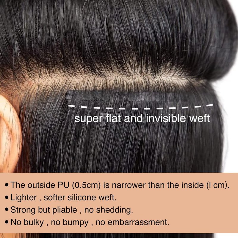 Kinky Straight Clip-In Hair Extensions for Black Women | Real Human Hair, 18 Inch, 120 Grams, Seamless PU Design