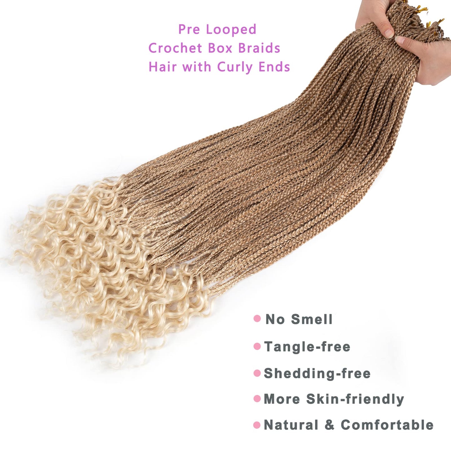 Phosphe 144 Strands Goddess Crochet Box Braids with Curly Ends 30 Inch Pre Looped Box Braids Crochet Hair 8 Packs Curly Crochet Braids for Black Women