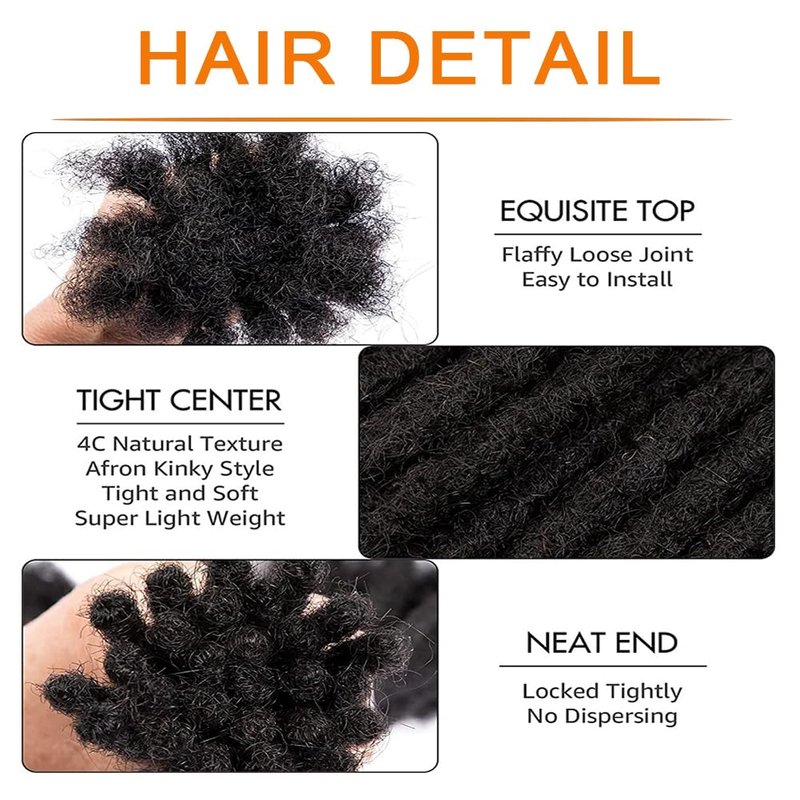 Dreadlock Extensions Human Hair 0.4cm Thickness 12 Inch 20 Strands 100% Real Human Hair for Man/Women/Kids Full Handmade Permanent Loc Extensions Bundles Can Be Dyed Bleached Curled and Twisted
