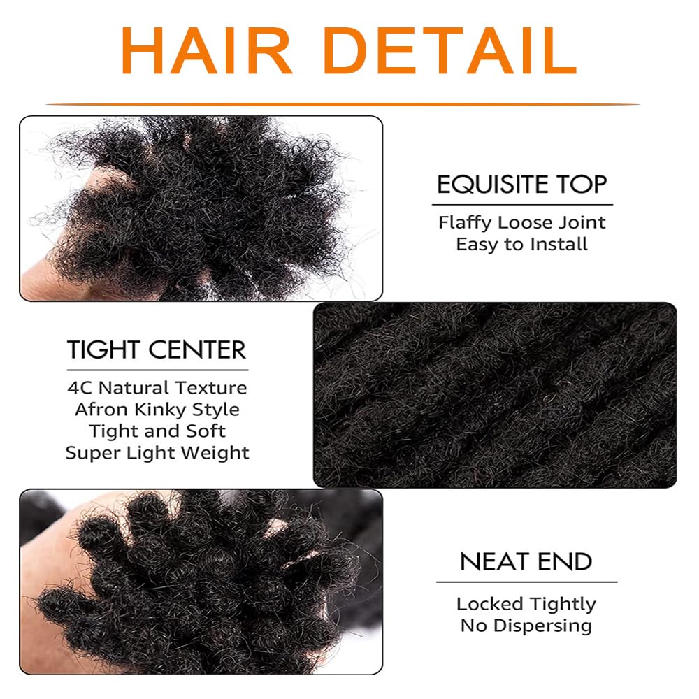 Loc Extensions Human Hair 0.8cm Width 8 Inch 30 Strands, 100% Human Hair Dreadlock Extensions for Man/Women Can Be Dyed Bleached Curled and Twisted