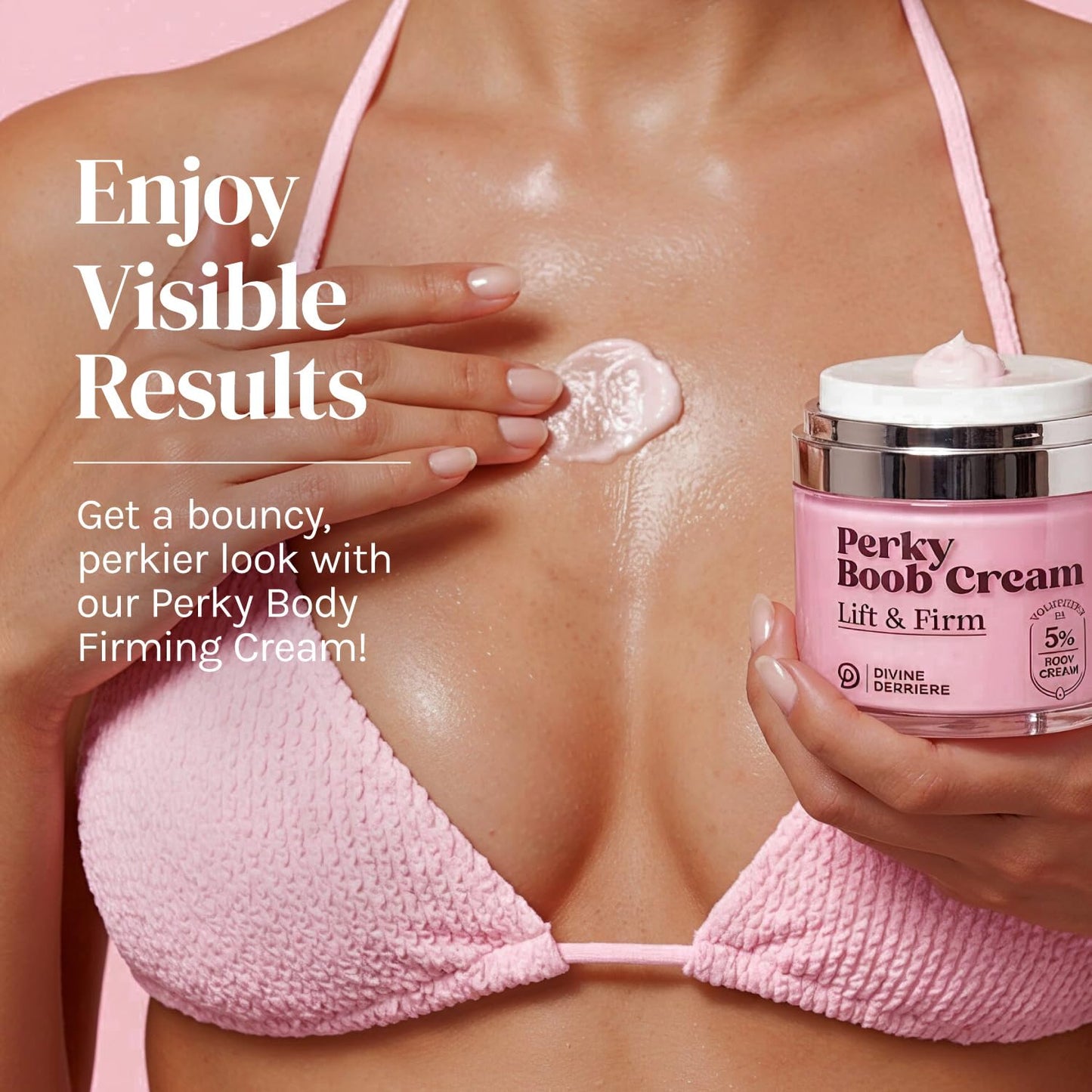 Divine Derriere Perky Body Cream - Lift & Firm Skin Tightening Cream for Body - Moisturizing Chest Firming Cream with Volufiline Helps Tighten Saggy Crepey Skin for a Perkier Look & Toned Décolleté