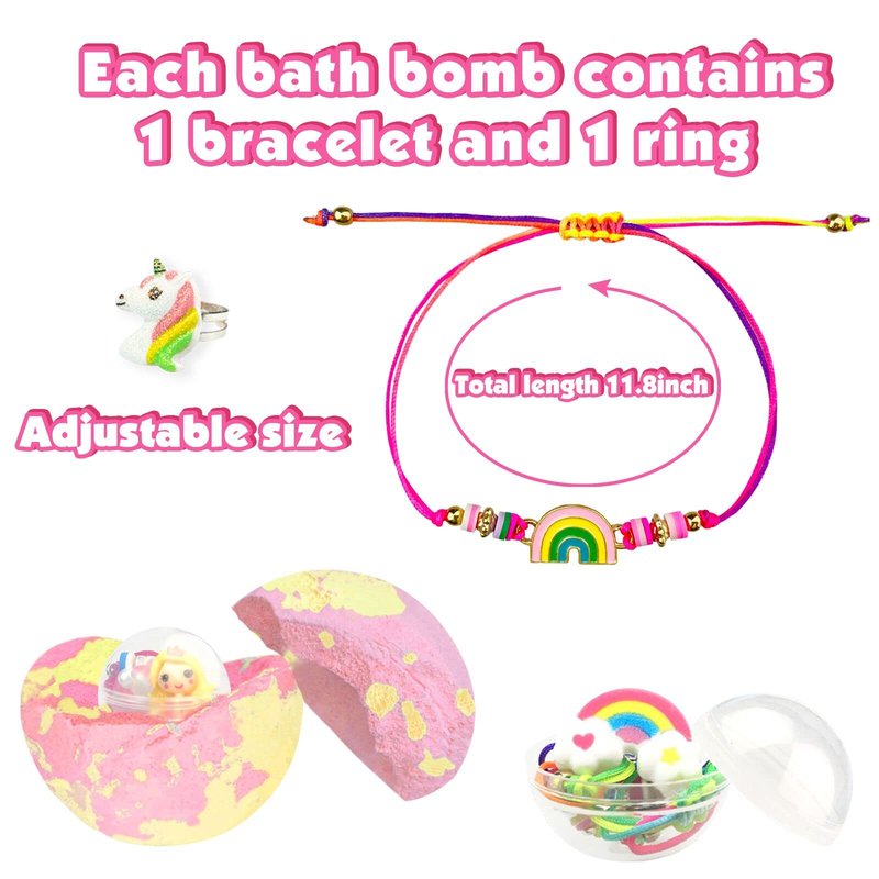 Bath Bombs for Kids Girls with Surprise Inside 6 Large Organic Bubble Kids Bath Bombs with Jewelry Toys Inside Safe & Natural Bathbombs Birthday Christmas Easter Surprise Princess Gifts Set for Girls