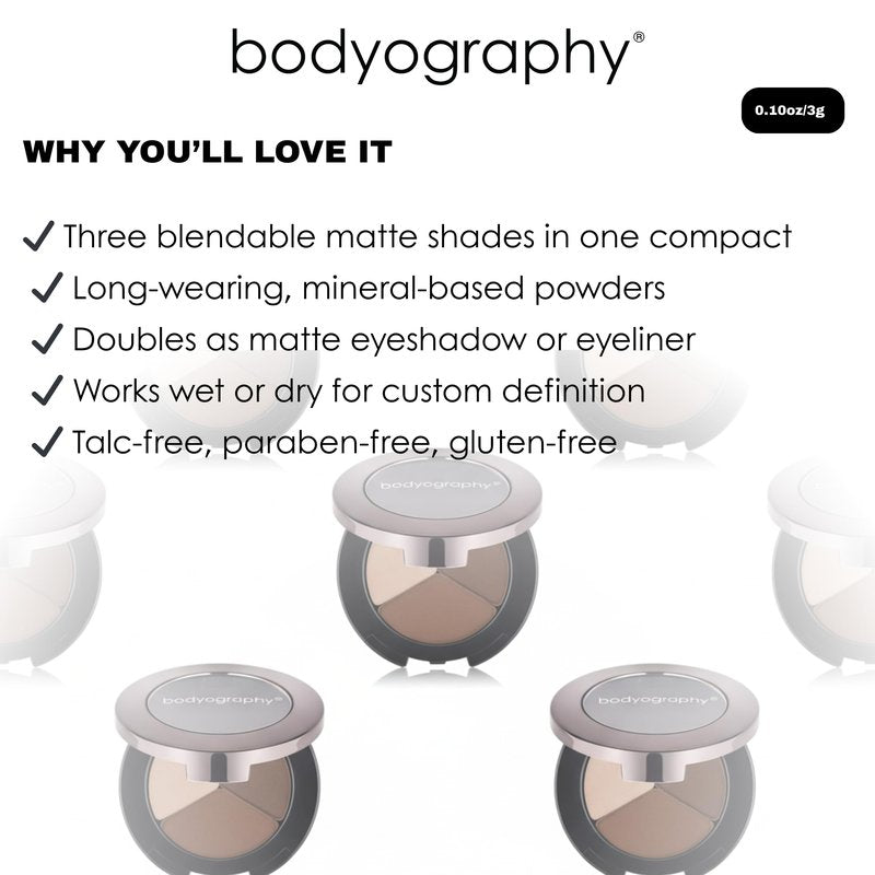 Eyebrow Powder Trio – 3-Shade Brow Palette for Defining, Filling & Shaping Brows | Blendable, Long-Lasting Brow Powder Kit for Natural to Bold Looks