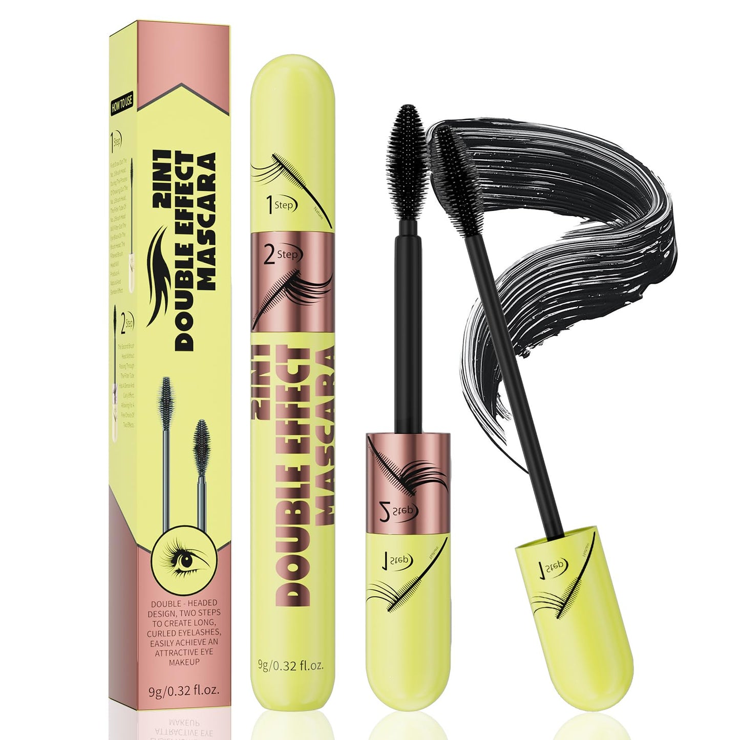 Black Tubing Mascara for Volume and Length - Waterproof, Washable, No Smudge, Full and Soft Formula with Prime Lash Care(Black*1)