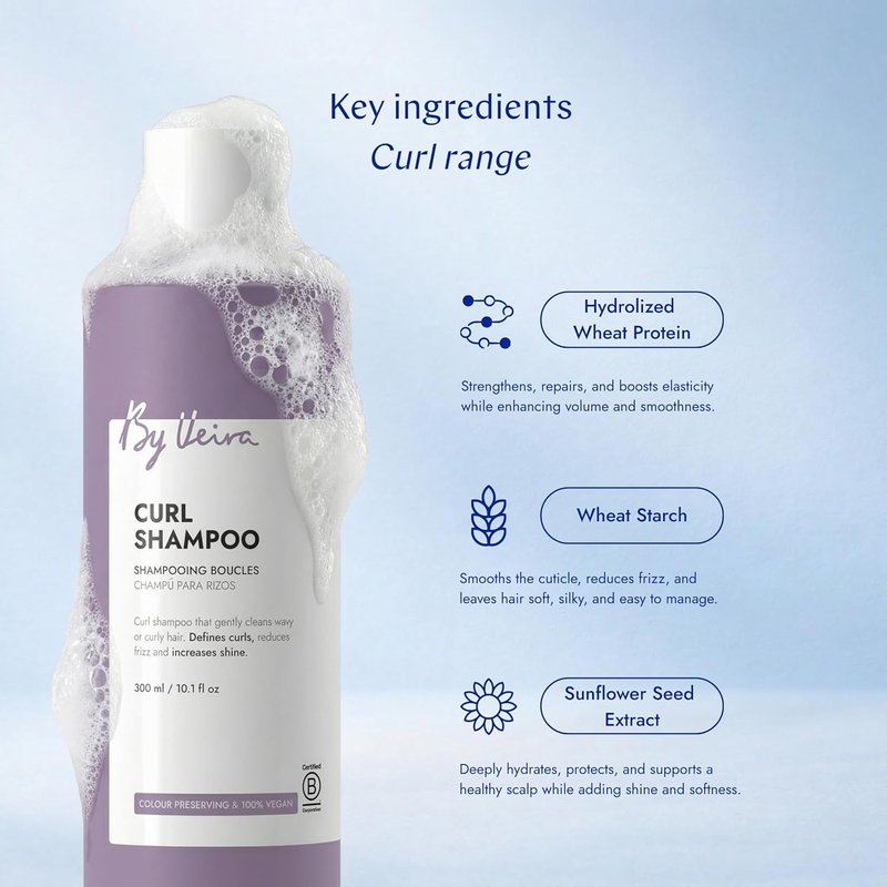 Curl Shampoo for Curly & Wavy Hair - Gently Cleanses, Defines & Reduces Frizz | 10.1 Fl Oz, Vegan & Sulfate-Free
