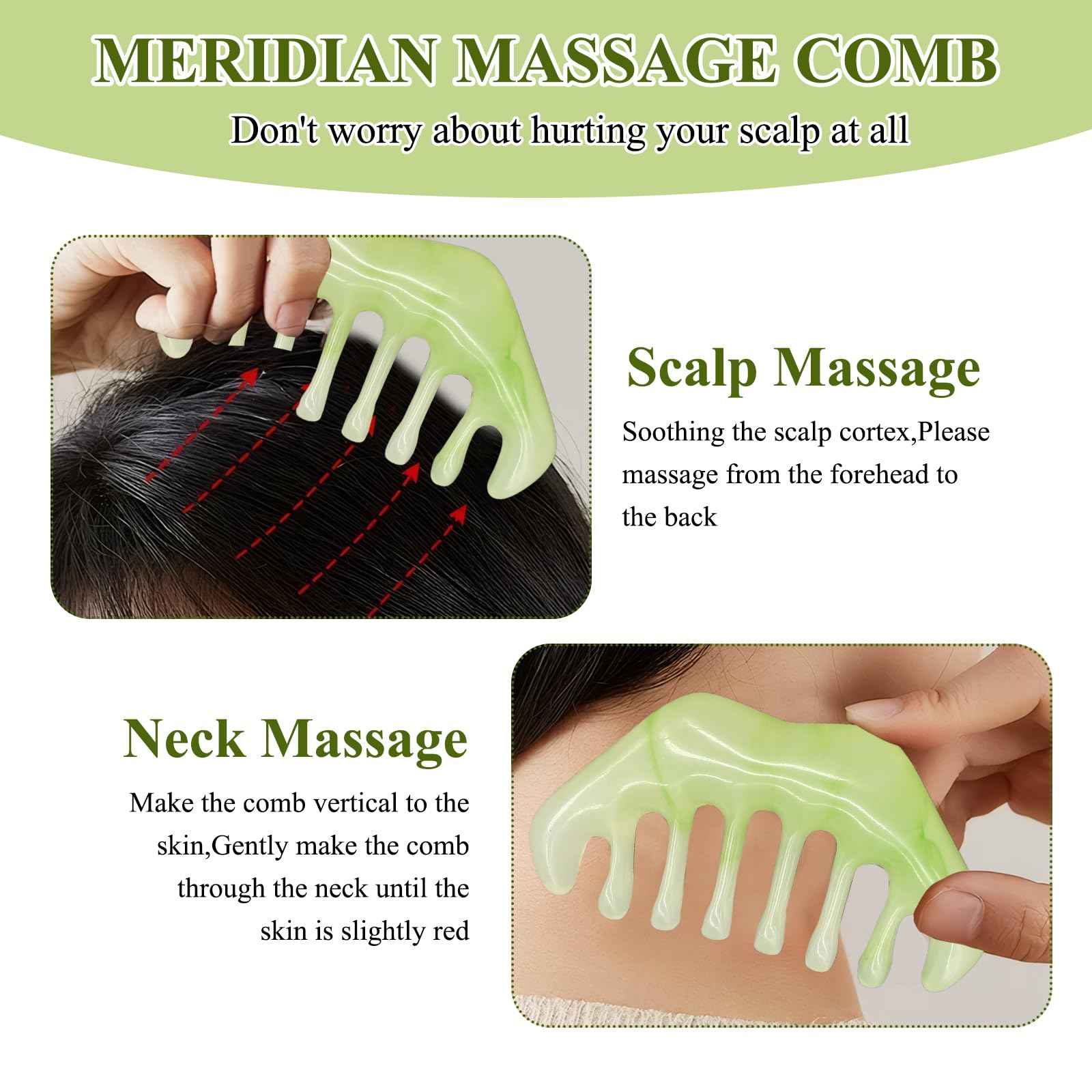 Jade Eye Mask 2 Pcs Jade Eye Mask for Facials can Relieve Puffiness and Relieve Eye Cover (Comes with Massage M-Shaped Comb *1, Eight-Tooth Comb *1)