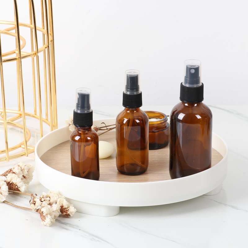 STARSIDE 24 Pack 4 oz Amber Glass Spray Bottles with Fine Mist Sprayer,120 ml Glass Travel Bottles for Cosmetic Essential Oils Cleaning Solutions Perfumes & Liquids