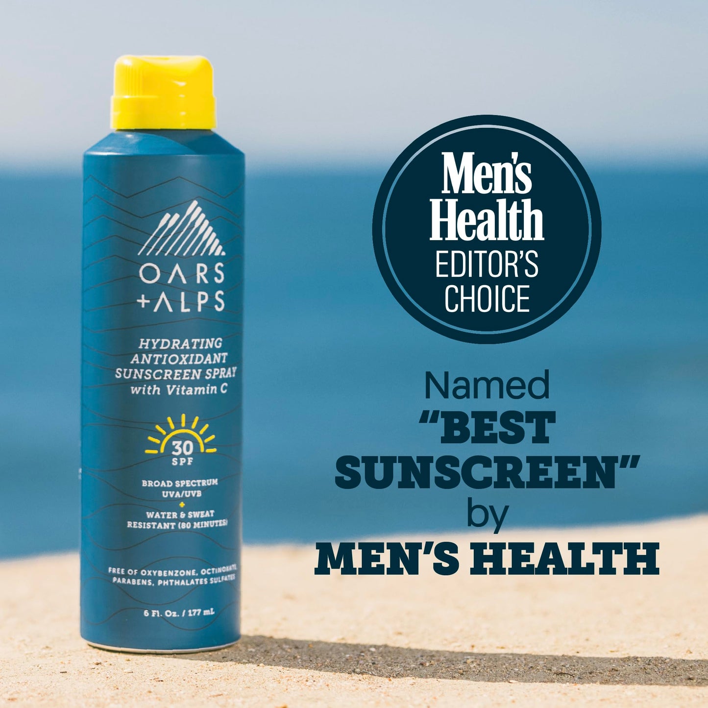 Oars + Alps SPF 30 Face & Body Broad Spectrum Sunscreen Spray | Fast-Absorbing, Lightweight, Non-Greasy, Hawaii Reef Act 104 Compliant, Water-Resistant, Octinoxate + Oxybenzone Free, 6 Oz, 2 Pack