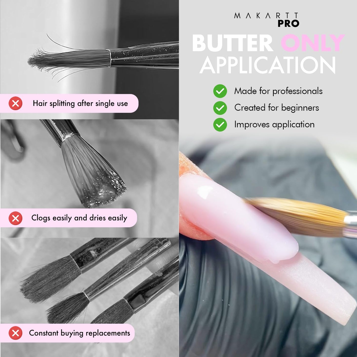MakarttPro Kolinsky Acrylic Nail Brush #8 – 100% Pure Kolinsky Hair for Acrylic Powder & EMA Monomer, Professional Nail Brush with Superior Liquid Retention, Anti-Clogging, for Nail Techs & Beginners