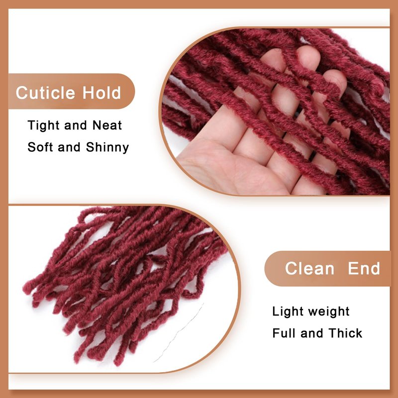 Burgundy red Soft Locs 36 Inch 7 Packs Crochet Hair Faux Locs Pre-looped Super Lightweight Goddess Locs color 530 Synthetic Crochet Hair Braids For Black Women (Bug, 36 Inch（Pack of 7）)