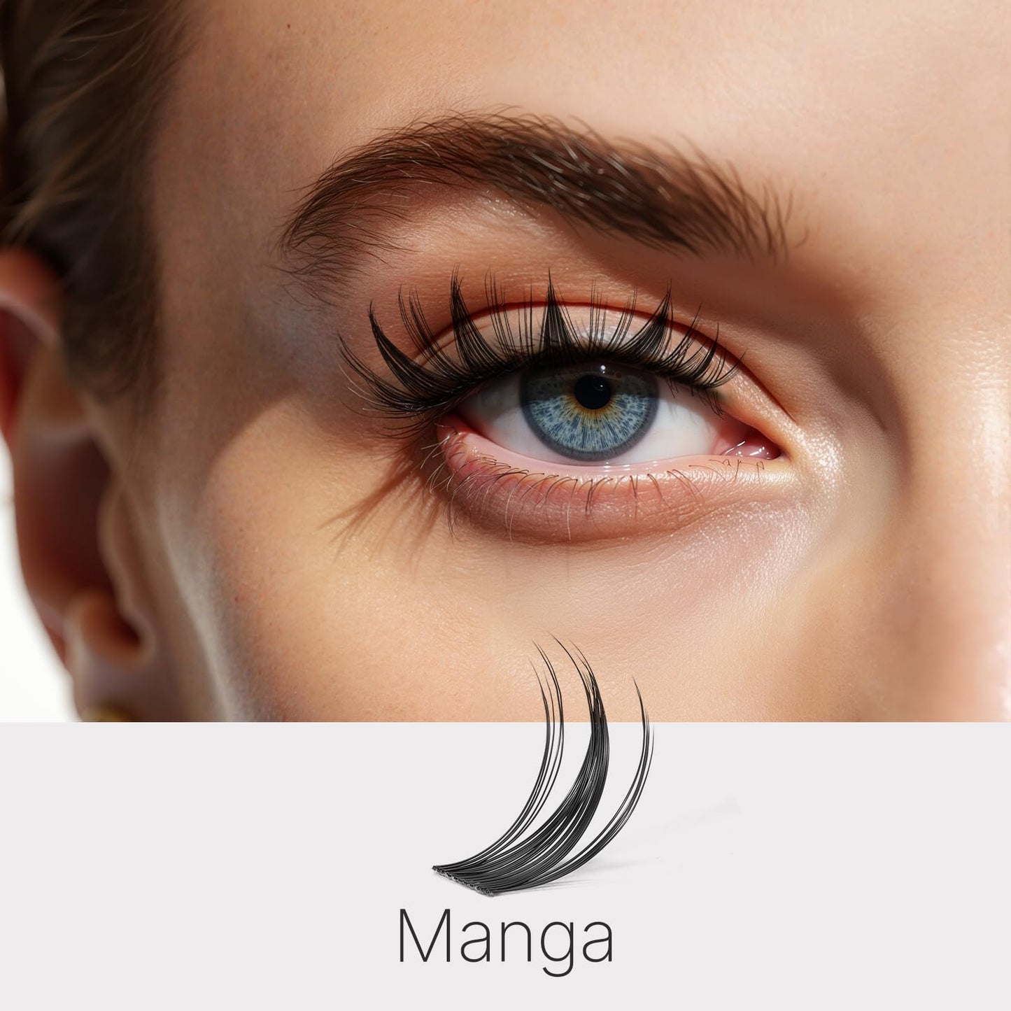 VEYESBEAUTY Manga Lash Clusters Kit Eyelash Extensions Thin & Invisible Band DIY Individual False Eyelashes Newbie's Five-Second Series Wispy Lash Tray Kit, with Bond&Seal Remover Applicator