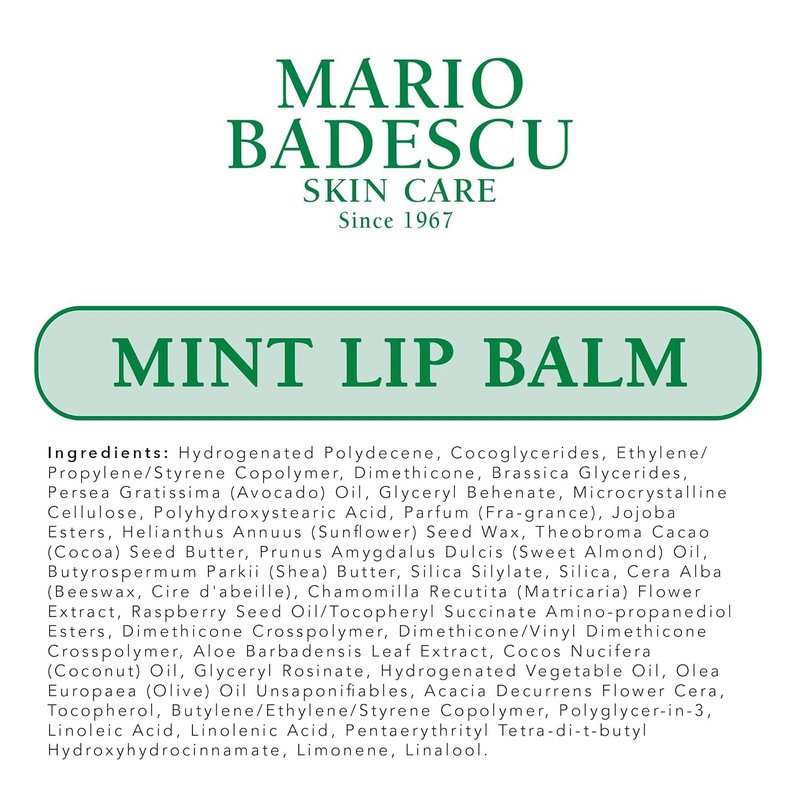 Mario Badescu Moisturizing Mint Lip Balm for Dry Cracked Lips, Infused with Coconut Oil and Shea Butter, Ultra-Nourishing Lip Care Moisturizer for Soft, Smooth and Supple Lips, 3 Pack