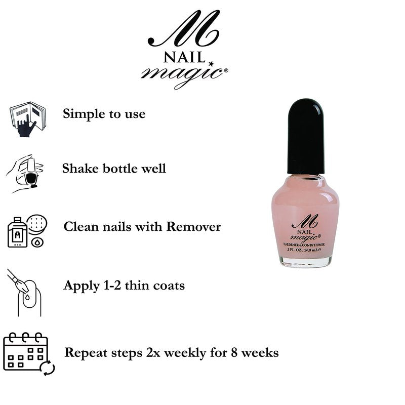 Nail Magic Hardener & Conditioner 2-Pack - Nail Strengthener for Damaged Nails, Clear Polish Base Coat, Repairs Weak Brittle Peeling Nails, 2 x 0.5 fl oz