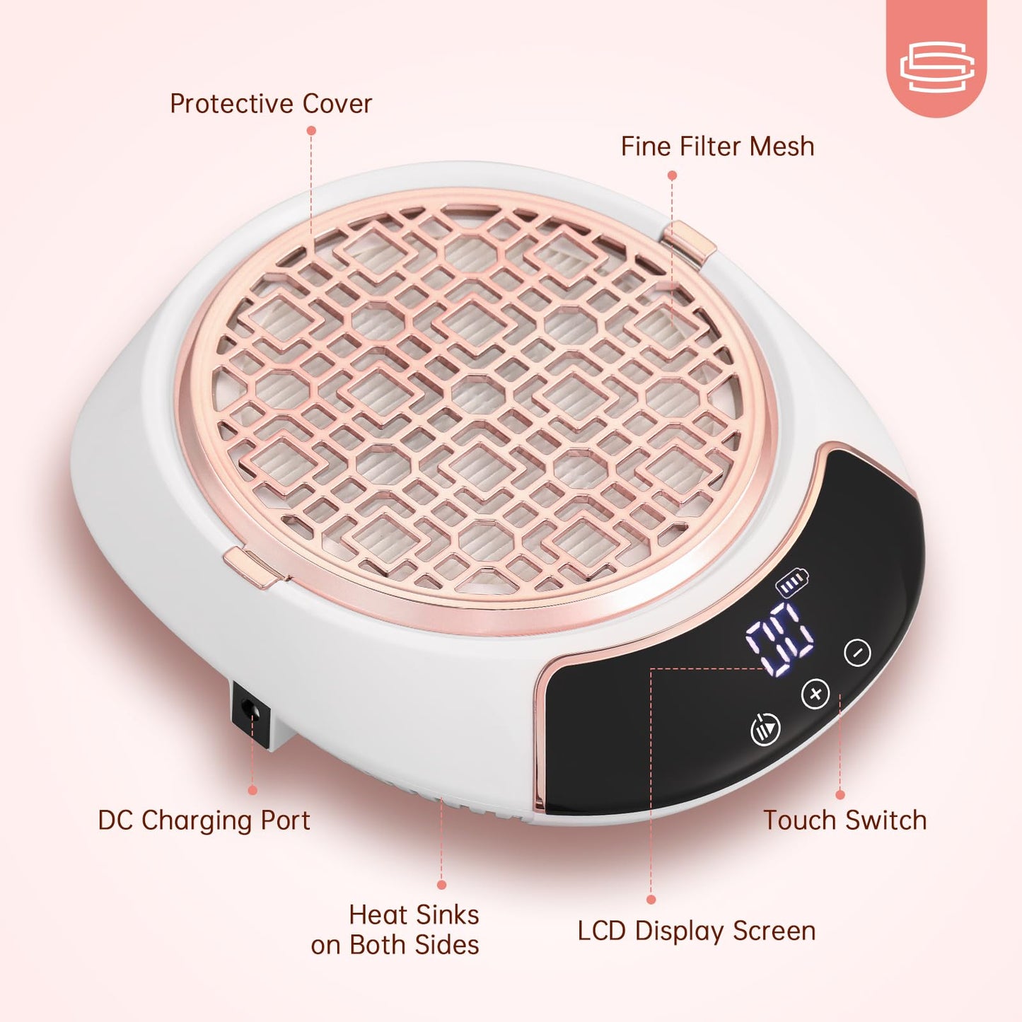 CHRISTINE SHELLY Cordless Nail Dust Collector for Salon Home Nail Tech