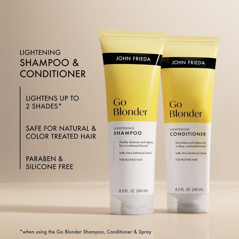 John Frieda Go Blonder Shampoo & Conditioner Set - Gradually Lightens Blonde Hair | 8.3 oz, Pack of 2