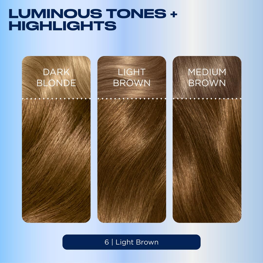 Clairol Nice'n Easy Permanent Hair Dye, 6 Light Brown | 100% Gray Coverage | Long‑Lasting, Natural‑Looking Color & Shine | Pack of 1