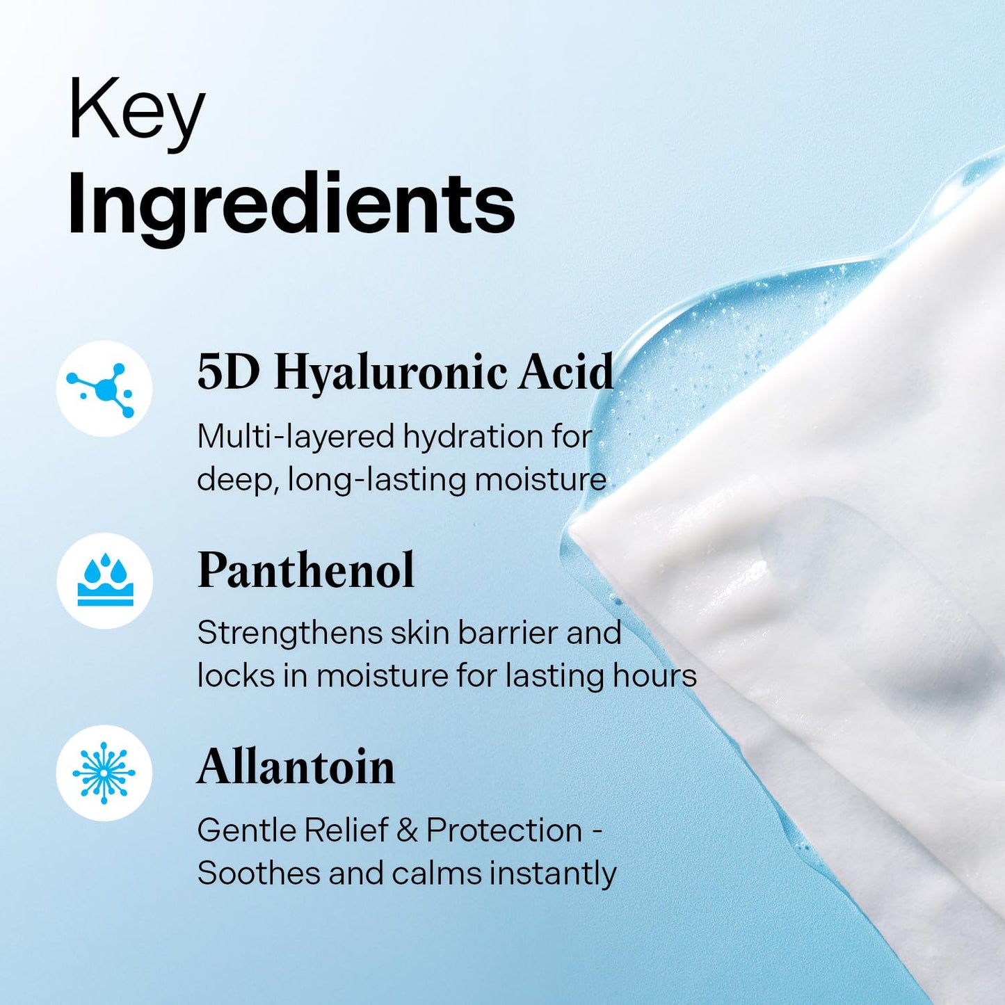 Torriden DIVE IN Hyaluronic Acid Facial Mask (10 sheets) | Deep Hydration Korean Face Sheet Mask | Panthenol & Allantoin | Korean Skincare Mask