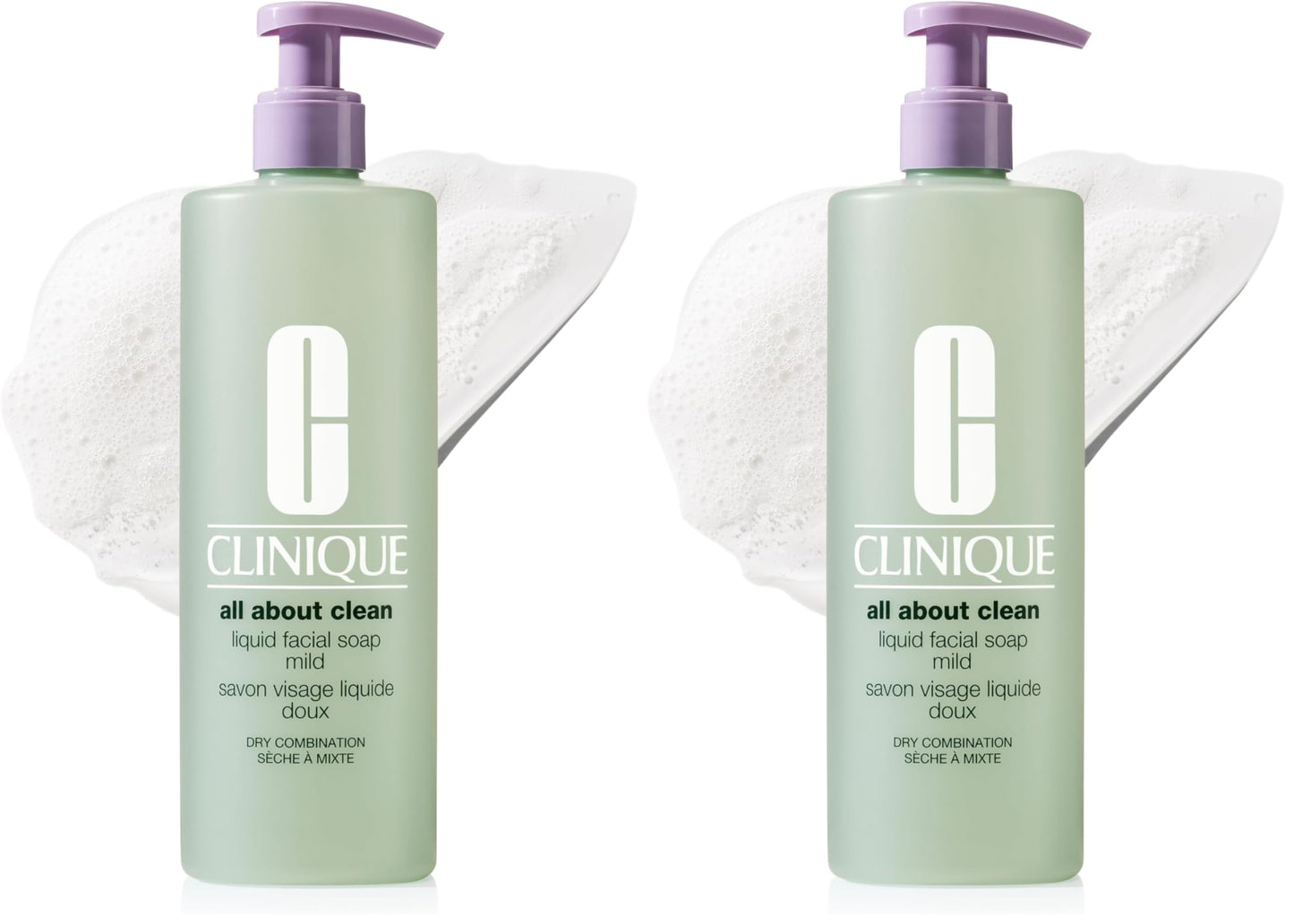 Clinique 3-Step All About Clean Liquid Gentle Facial Cleanser Soap | Face Wash For Dry Combination Skin | Type 2,13.5 Fl Oz,(Pack of 2)