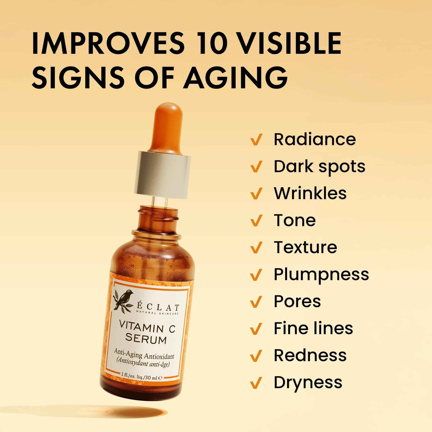 Eclat Skincare Vitamin C Face Serum for Dark Spots + Collagen Anti Aging Face Cream with Patented Matrixyl-3000 & Argireline