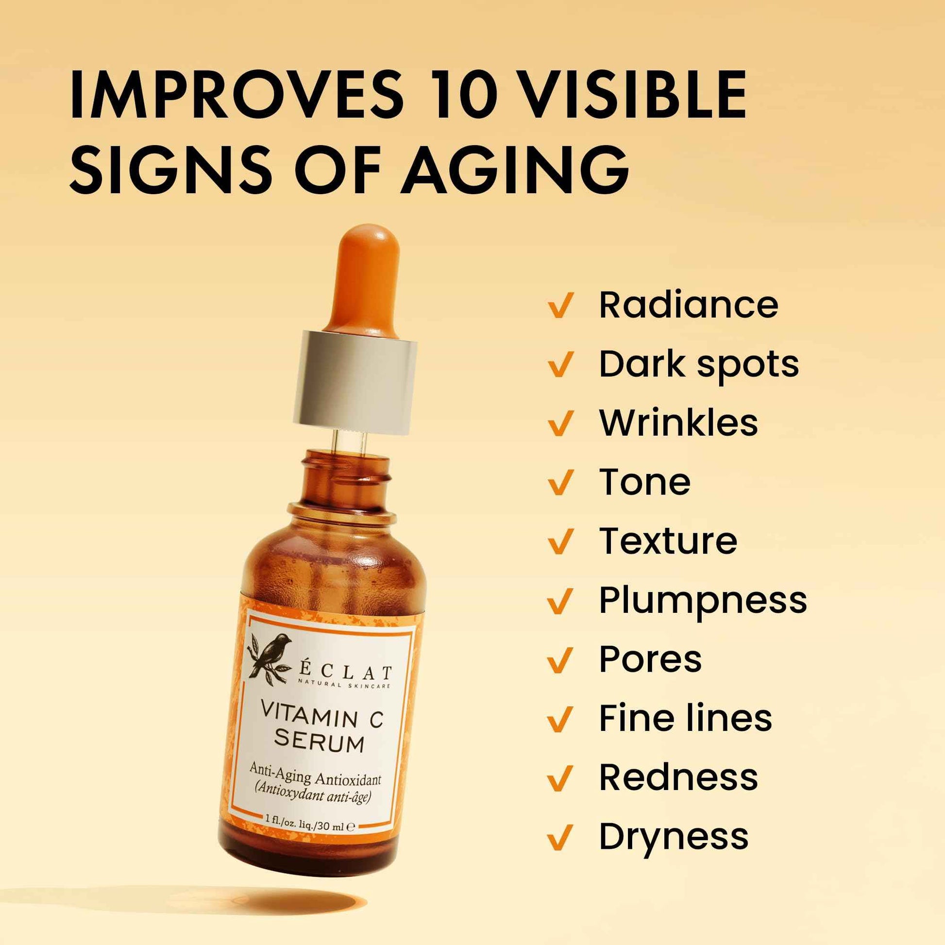 Eclat Skincare Vitamin C Face Serum for Dark Spots + Collagen Anti Aging Face Cream with Patented Matrixyl-3000 & Argireline