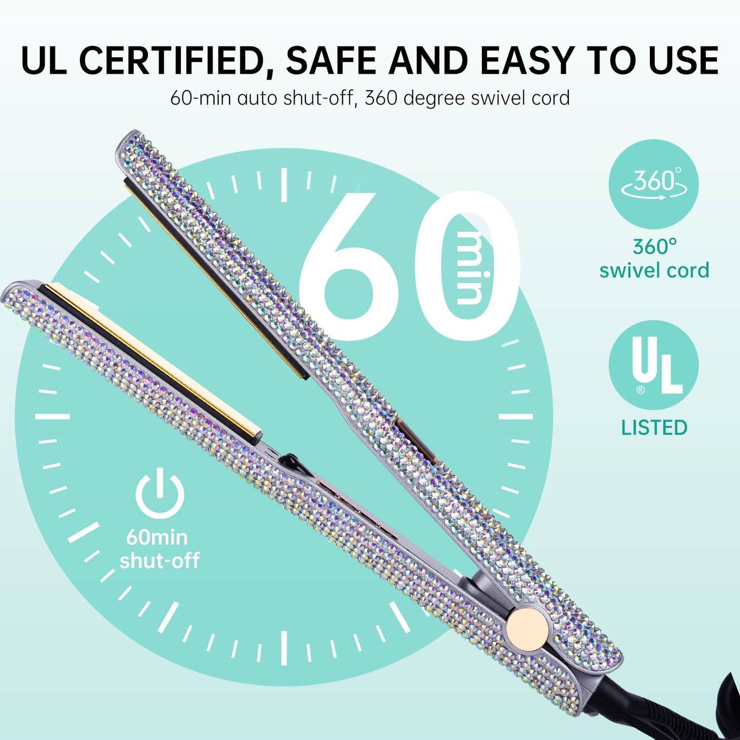 Pro Flat Iron, 2-in-1 Hair Straightener & Curler, Professional Titanium Hair Straightening Curling Wand, Fast Heating, Salon-Grade Effect, 122-500F Adjustable Temp, LED Display, UL Certified