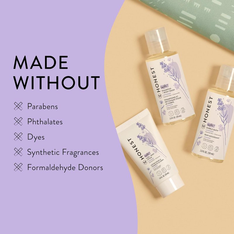 Babe's Mini Must-Haves Gift Set - Travel Size Lavender Bathtime Essentials | Hypoallergenic Shampoo, Body Wash & Lotion (2 fl oz)