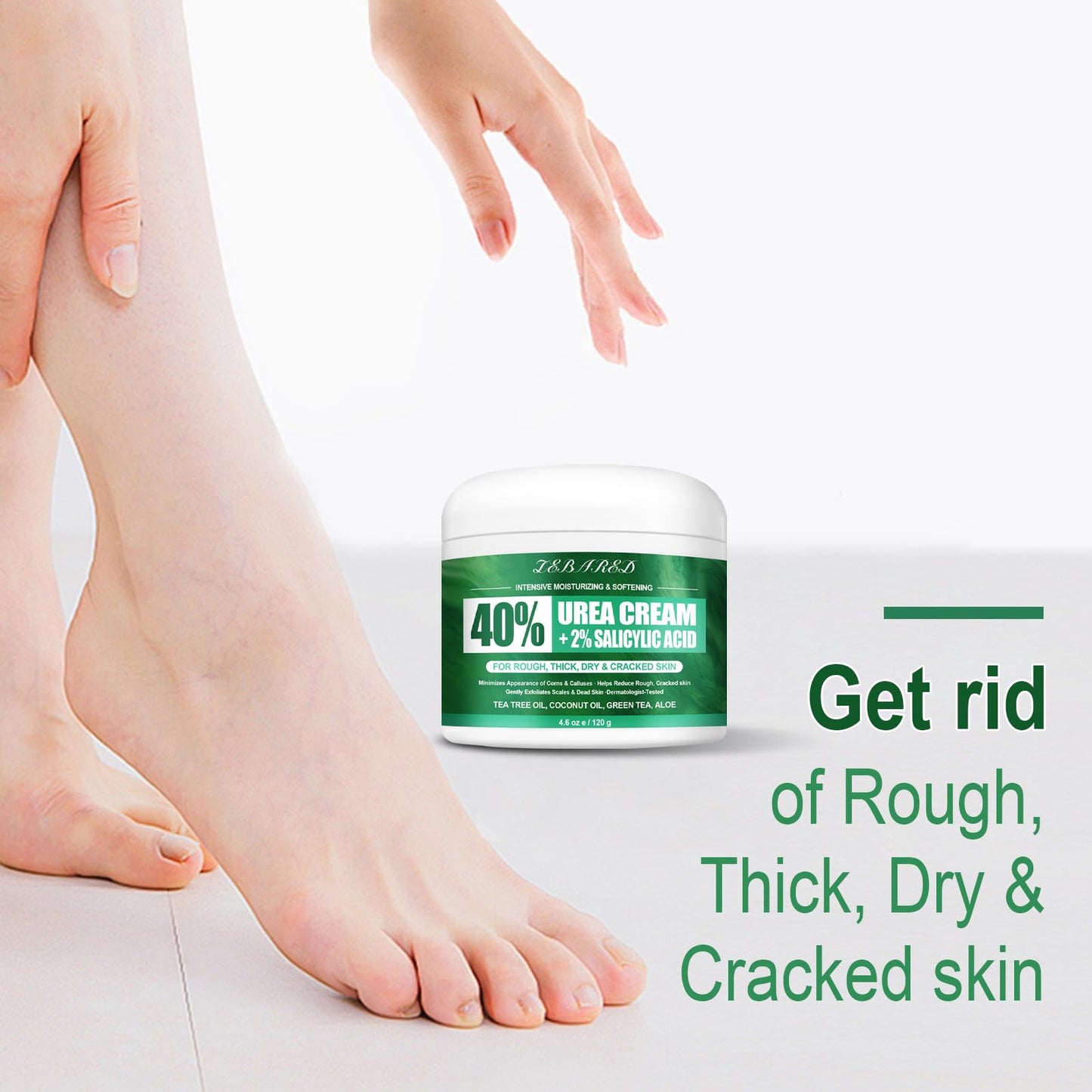 LEBARED Urea Cream 40 Percent For Feet Maximum Strength, Plus 2% Salicylic Acid with Hyaluronic Acid, Urea Foot & Hand Cream for Dry Cracked, 4.6 oz